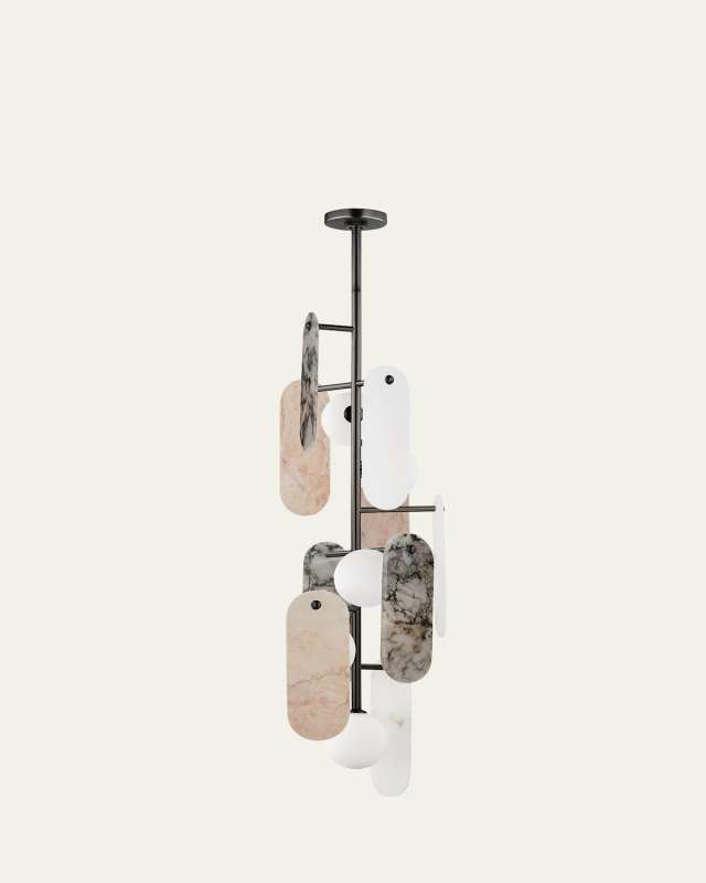 Megalith 42" 5-Light Vertical Pendant Chandelier, Various Stones